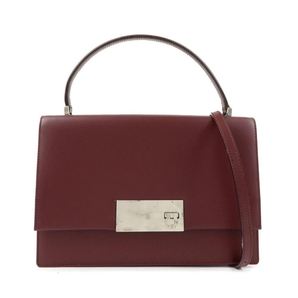 Ferragamo Gancini Leather Handbag Red